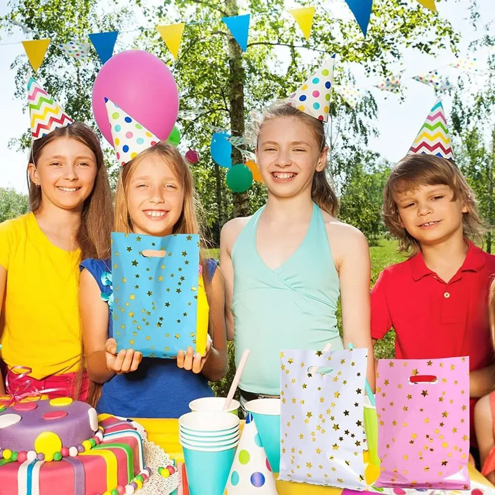 40PCS Party Favor Bags for Kids, Adults - Plastic Birthday Goodie Bags W/ Stars